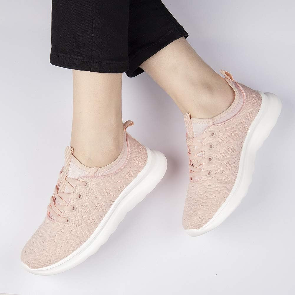 Women'S Athletic Running Walking Fabric Breathable Slip on Sports Tennis Mesh Breathable Workout Sneakers Gym Outdoor Shoes Pink
