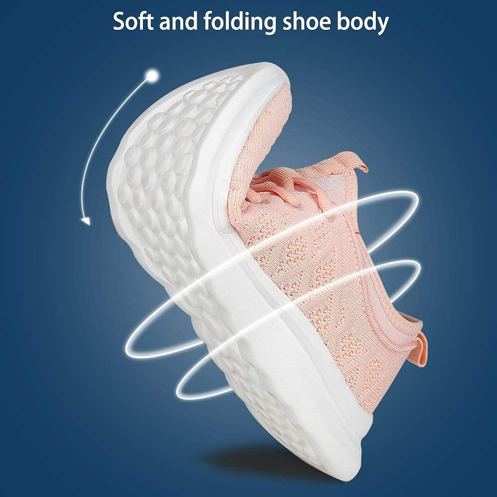 Women'S Athletic Running Walking Fabric Breathable Slip on Sports Tennis Mesh Breathable Workout Sneakers Gym Outdoor Shoes Pink