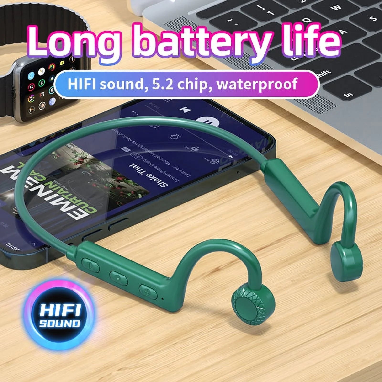 Wireless Earbuds Bluetooth Headphones 48Hrs Play Back Sport Earphones with LED Display Over-Ear Buds with Earhooks Built-In Mic Headset for Workout