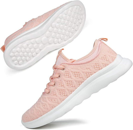 Women'S Athletic Running Walking Fabric Breathable Slip on Sports Tennis Mesh Breathable Workout Sneakers Gym Outdoor Shoes Pink