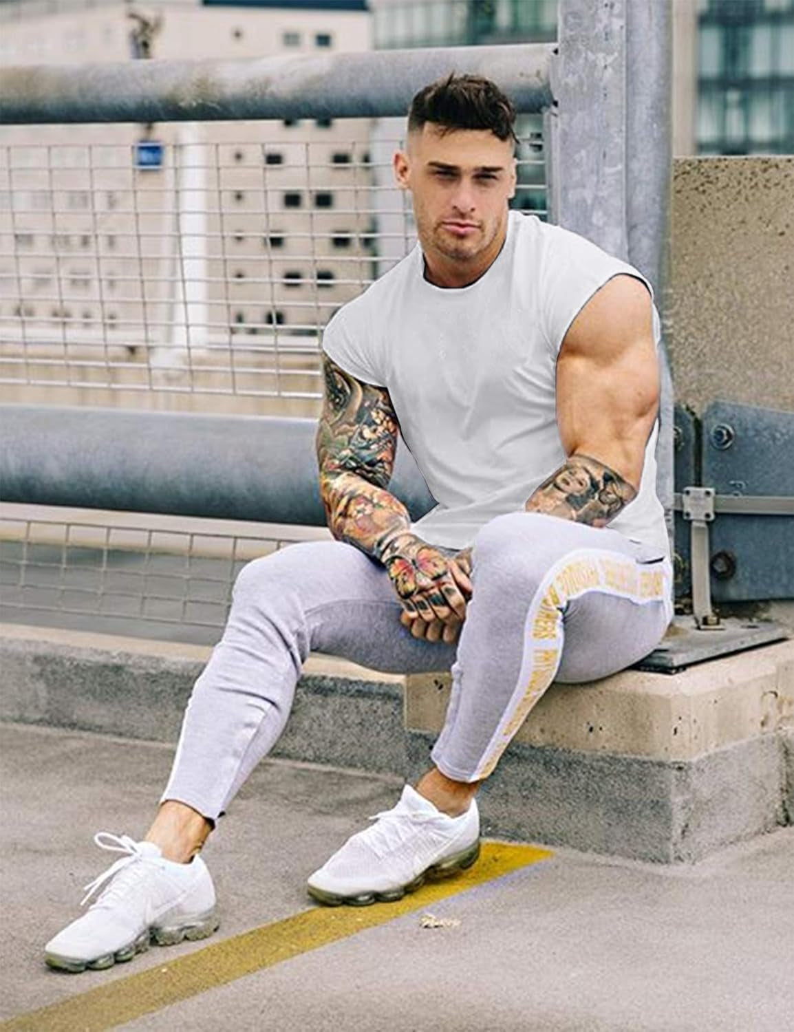 Men'S 3 Pack Gym Workout T Shirt Short Sleeve Muscle Cut Bodybuilding Training Fitness Tee Tops