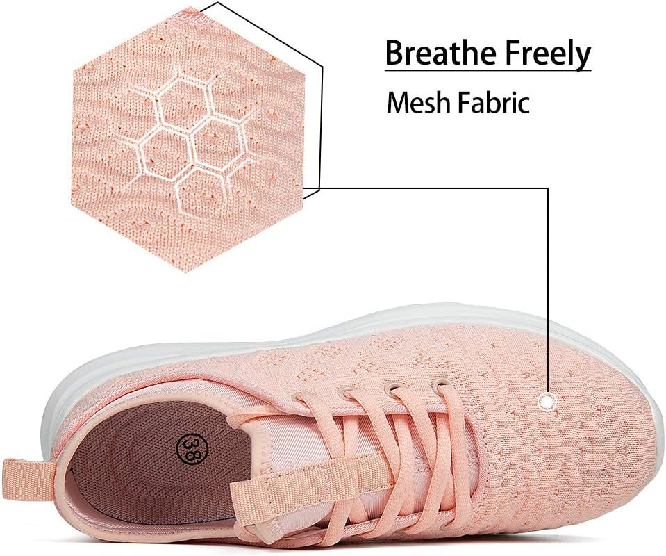 Women'S Athletic Running Walking Fabric Breathable Slip on Sports Tennis Mesh Breathable Workout Sneakers Gym Outdoor Shoes Pink