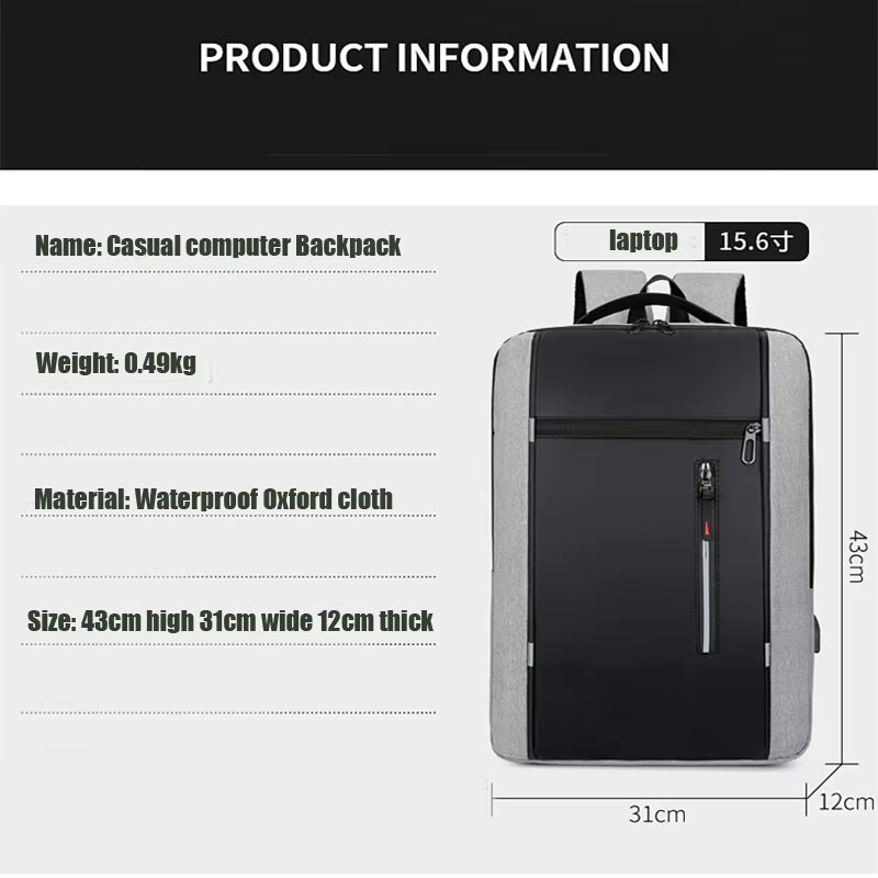 2023 New Men'S Waterproof Backpack USB School Backpack 15.6 Inch Laptop Backpack Unisex Book Bag Bagpacks Men Stylish Back Pack
